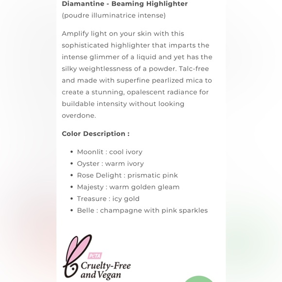 🏷️🏷️ Seraphine Botanicals Diamantine beaming highlighter mini in Oyster NEW! - Picture 7 of 8